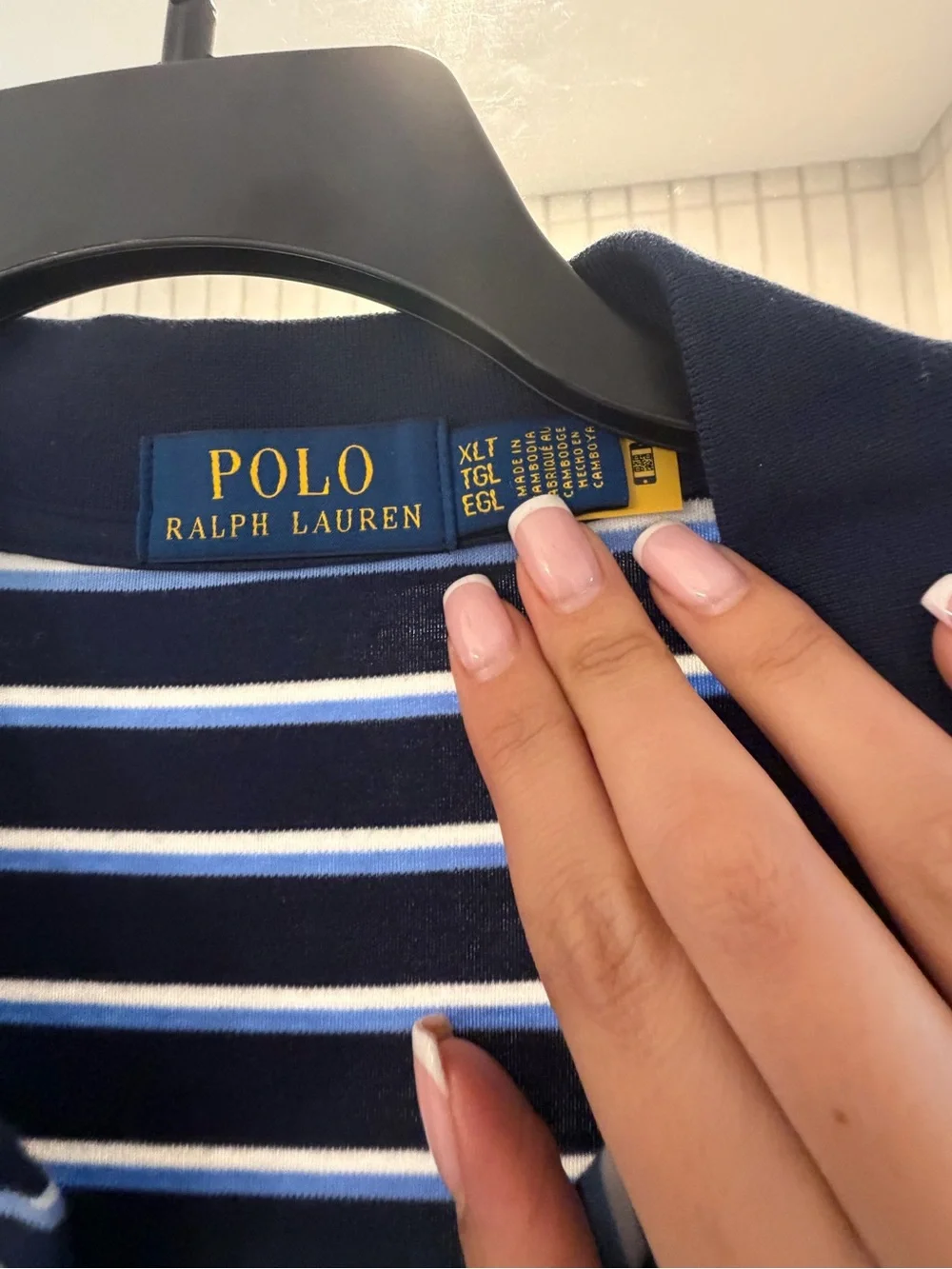 Ralph Lauren Navy and Light Blue Striped Polo Shirt